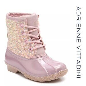 Adrienne Vittadini | Gavin-04T Pink Glitter rainboots | Size 8